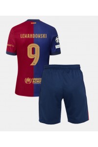 Fotbalové Dres Barcelona Robert Lewandowski #9 Dětské Domácí Oblečení 2024-25 Krátký Rukáv (+ trenýrky)